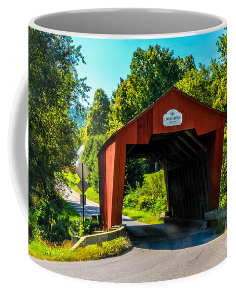 Americana Coffee Mug featuring the photograph Cooley Covered Bridge by Mary Carol Story
