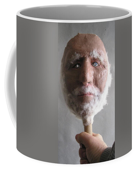 Coot.geezer Coffee Mug featuring the sculpture Coot on a Stick by Roger Swezey