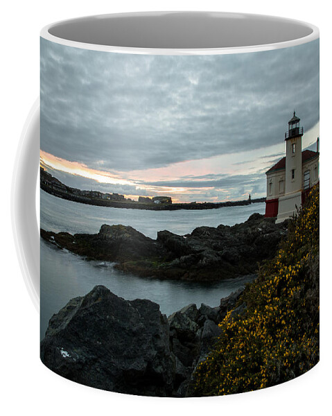 Coquille River Lighthouse Coffee Mug featuring the photograph Coquille River Lighthouse Landscape by John Daly