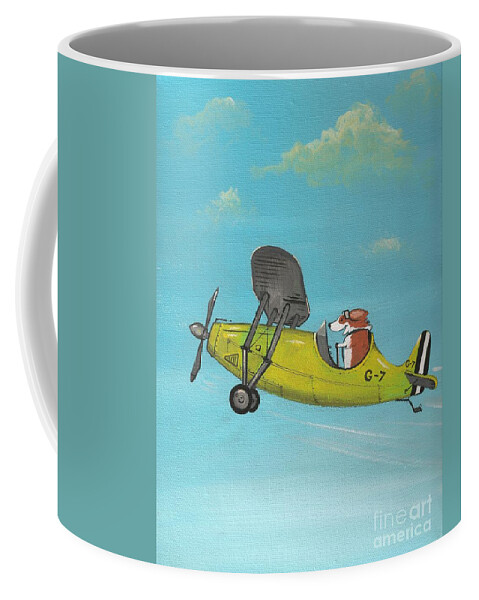 Print Coffee Mug featuring the painting Corgi Aviator by Margaryta Yermolayeva