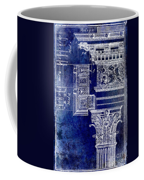 Ionic Capital Coffee Mug featuring the drawing Corinthian Capitol Blue by Jon Neidert
