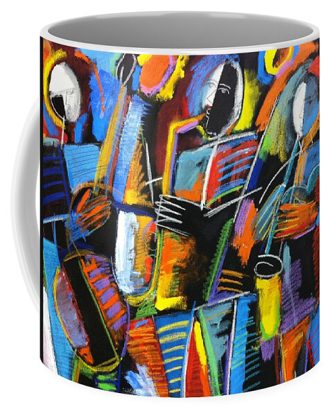 Abstract Jazz Coffee Mug featuring the painting Cosmic Birth of Jazz by Gerry High