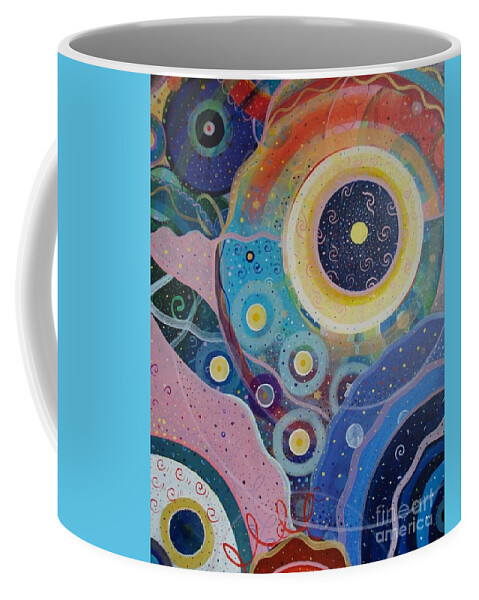 Circles Coffee Mug featuring the painting Cosmic Carnival Vl aka Circles by Helena Tiainen