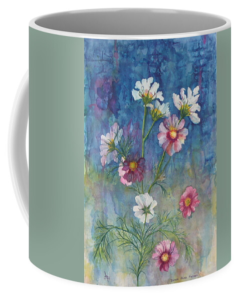 Cosmos Coffee Mug featuring the painting Cosmos by Anna Ruzsan