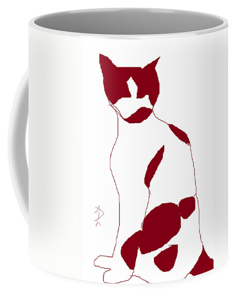 Cat Coffee Mug featuring the painting Cosmos White by Anita Dale Livaditis