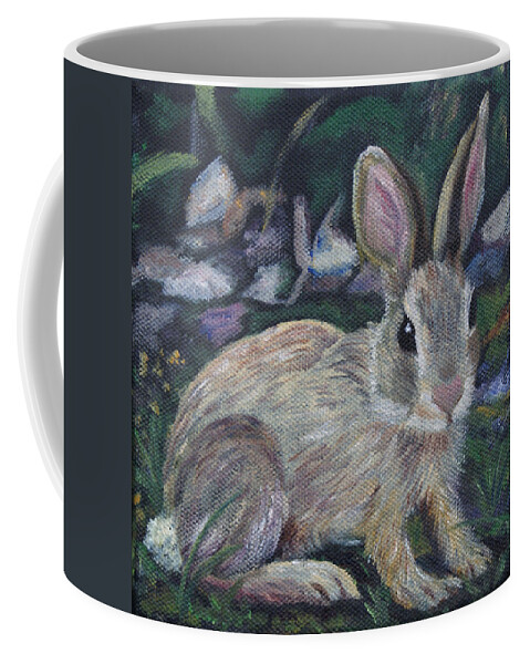 Rabbit Coffee Mug featuring the painting Cottontail by Jill Ciccone Pike