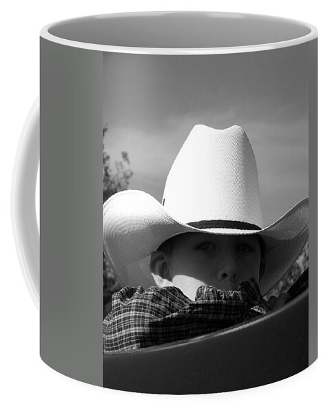 Black And White Coffee Mug featuring the photograph Country Boy by Amanda Eberly