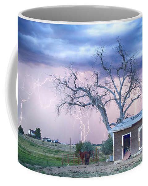 Country Coffee Mug featuring the photograph Country Horses Riders On The Storm by James BO Insogna