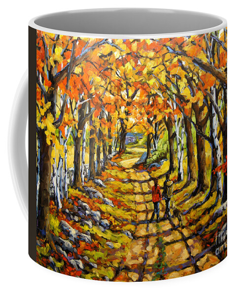 Autumn Coffee Mug featuring the painting Country Lane Romance by Prankearts by Richard T Pranke