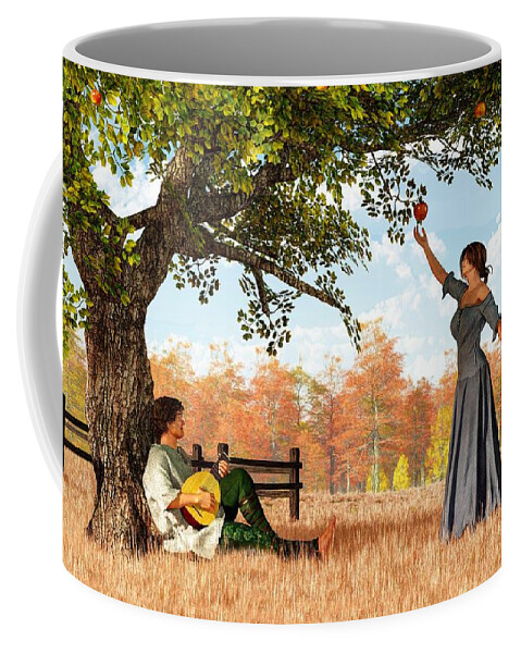 Couple At The Apple Tree Coffee Mug featuring the digital art Couple at the Apple Tree by Daniel Eskridge