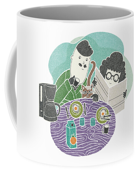 40-44 Coffee Mug featuring the photograph Couple Enjoying Cozy Breakfast by Ikon Images