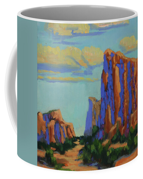 Sedona Coffee Mug featuring the painting Courthouse Rock in Sedona by Maria Hunt