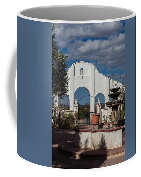 Arches Coffee Mug featuring the photograph Courtyard at the Mission by Ed Gleichman