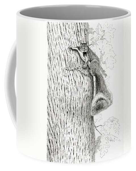 Wildlife Coffee Mug featuring the drawing Coveting Nuts by Timothy Livingston