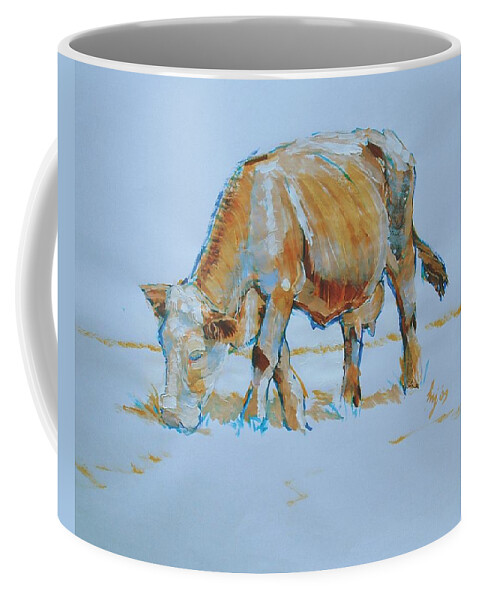 Bronze Coffee Mug featuring the painting Cow Painting by Mike Jory