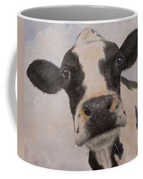 Cow Coffee Mug featuring the painting Cow Portrait I by John Silver