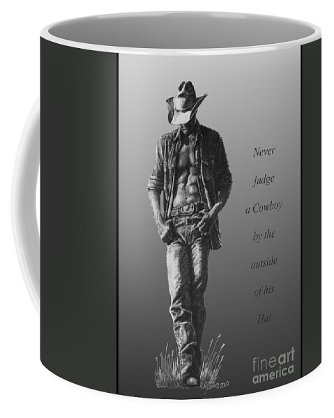 Man Coffee Mug featuring the digital art Cowboy Hat Verse by Marianne NANA Betts