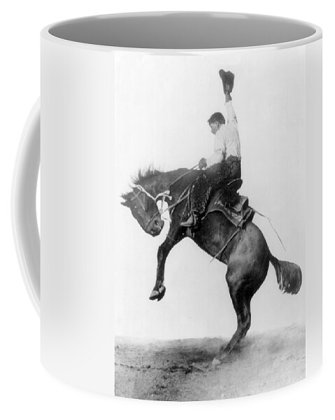 Occupation Coffee Mug featuring the photograph Cowboy Riding Bucking Bronco, 1911 by Science Source