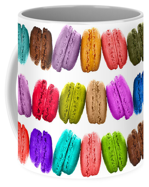 Macarons Coffee Mug featuring the photograph Crazy french colorful macarons by Delphimages Photo Creations