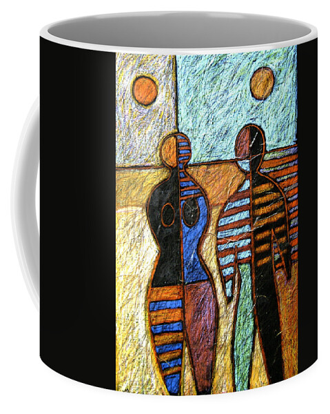 Primitive Style Coffee Mug featuring the painting Creation of Adam an Eve by Gerry High
