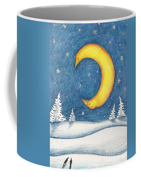 Print Coffee Mug featuring the painting Crescent Moon by Margaryta Yermolayeva