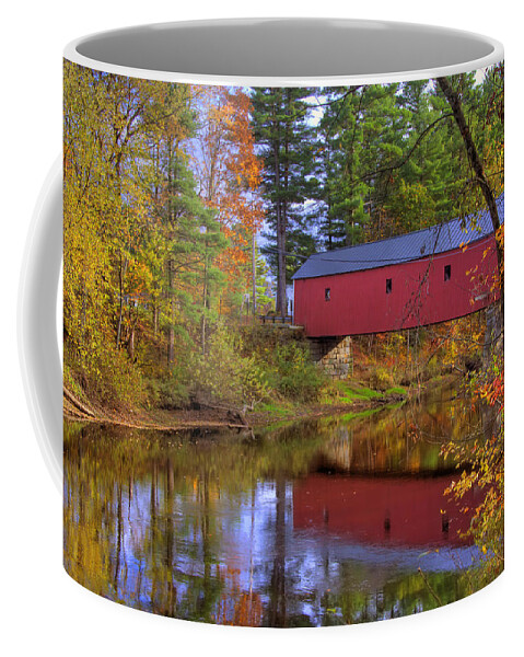 New Hampshire Coffee Mug featuring the photograph Cresson Covered Bridge 3 by Joann Vitali