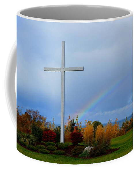 Cross Coffee Mug featuring the photograph Cross at the End of the Rainbow by Keith Stokes