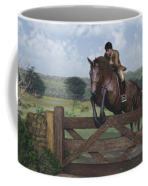 Horse Coffee Mug featuring the digital art Cross Country by Jayne Wilson