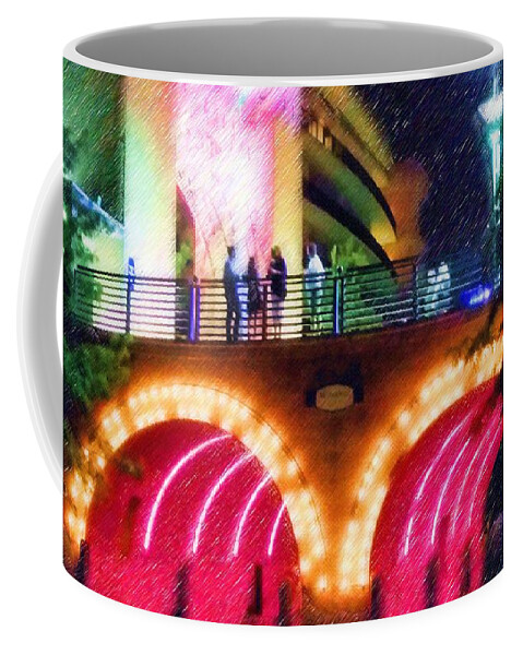 Bridge Coffee Mug featuring the digital art Crossing The Color Bridge by Alec Drake