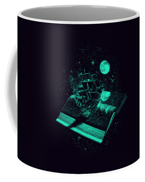 Book Coffee Mug featuring the digital art Crossing The Rough Sea of Knowledge by Nicebleed 