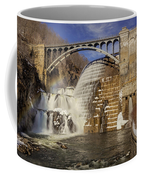 Croton Dam Coffee Mug featuring the photograph Croton Dam And Rainbow by Susan Candelario