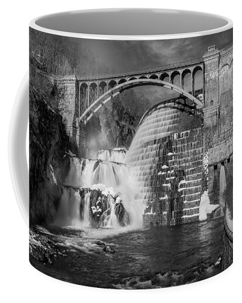 Croton Dam Coffee Mug featuring the photograph Croton Dam BW by Susan Candelario