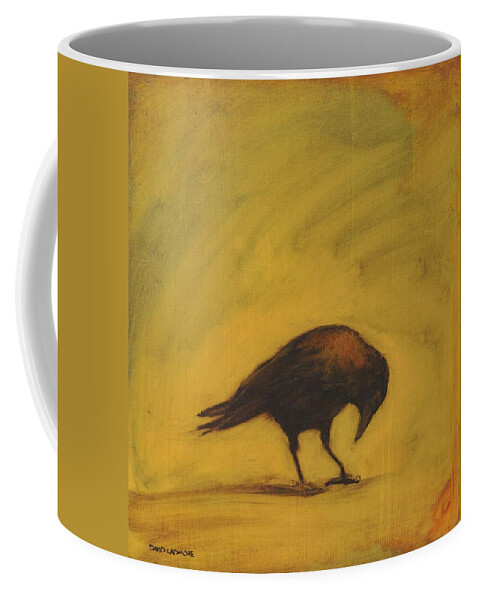Crow Coffee Mug featuring the painting Crow 11 by David Ladmore