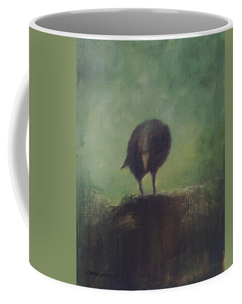 Crow Coffee Mug featuring the painting Crow 12 by David Ladmore
