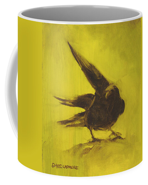 Crow Coffee Mug featuring the painting Crow 2 by David Ladmore