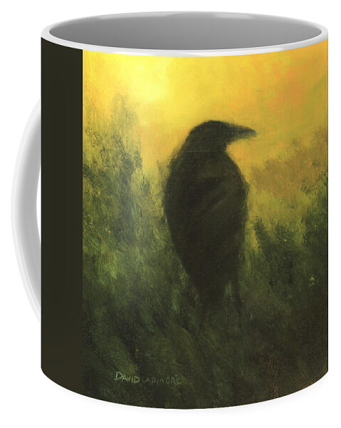 Crow Coffee Mug featuring the painting Crow 5 by David Ladmore