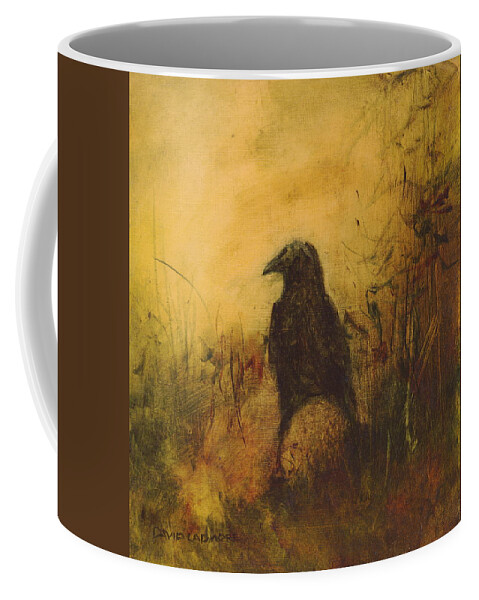 Crow Coffee Mug featuring the painting Crow 7 by David Ladmore
