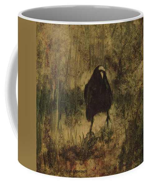 Crow Coffee Mug featuring the painting Crow 8 by David Ladmore