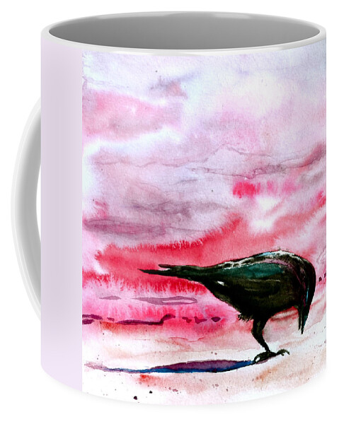 Crow At Dawn Coffee Mug featuring the painting Crow At Dawn by Beverley Harper Tinsley