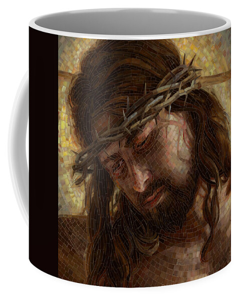Jesus Coffee Mug featuring the painting Crown of Thorns Glass Mosaic by Mia Tavonatti