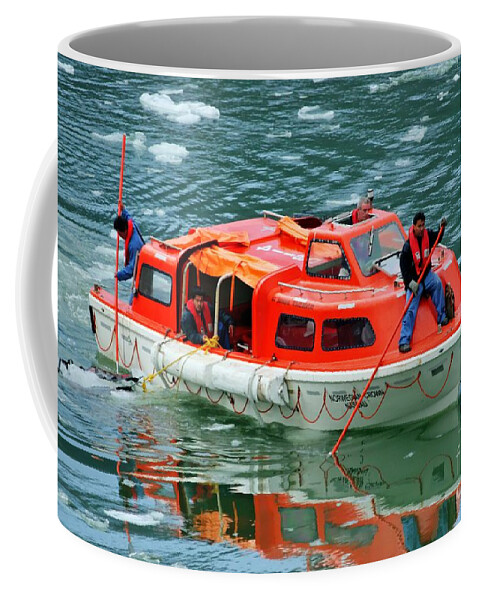 Cruise Tender Coffee Mug featuring the photograph Cruise Ship Tender Boat by Tap On Photo