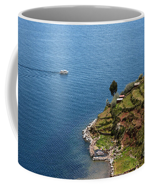 Peru Coffee Mug featuring the photograph Cruising on Lake Titicaca by James Brunker
