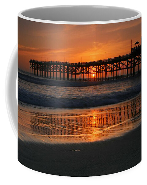Landscape Coffee Mug featuring the photograph Crystal Pier Sunset by Scott Cunningham