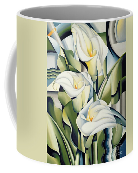 Cubist Coffee Mug featuring the painting Cubist lilies by Catherine Abel