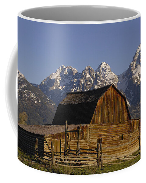 Feb0514 Coffee Mug featuring the photograph Cunningham Cabin and Tetons #1 by Pete Oxford