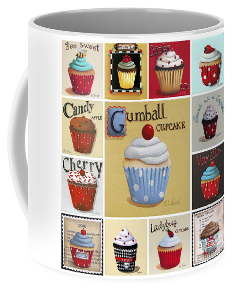Art Coffee Mug featuring the painting Cupcake Collage by Catherine Holman