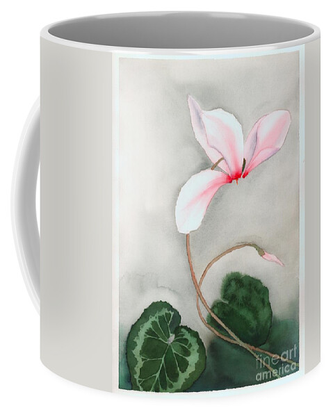 Floral Coffee Mug featuring the painting Cyclamen Dancer by Hilda Wagner