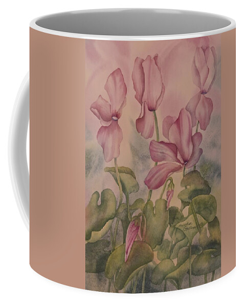Cyclamen Coffee Mug featuring the painting Cyclamen by Heather Gallup
