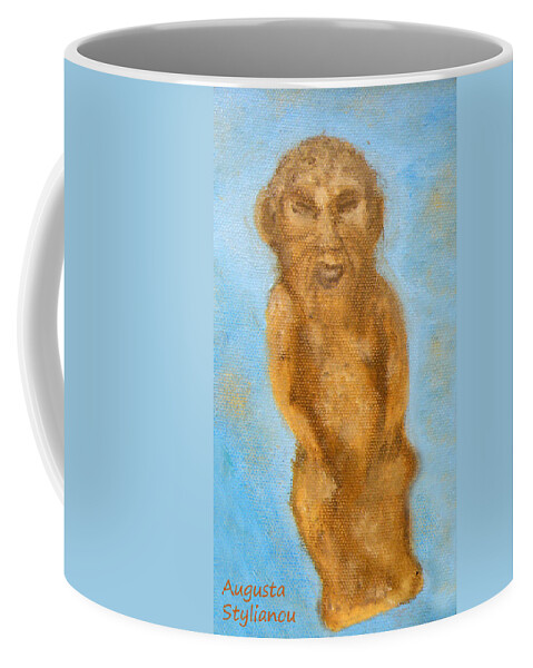 Augusta Stylianou Coffee Mug featuring the painting Cyprus Lion-like God by Augusta Stylianou