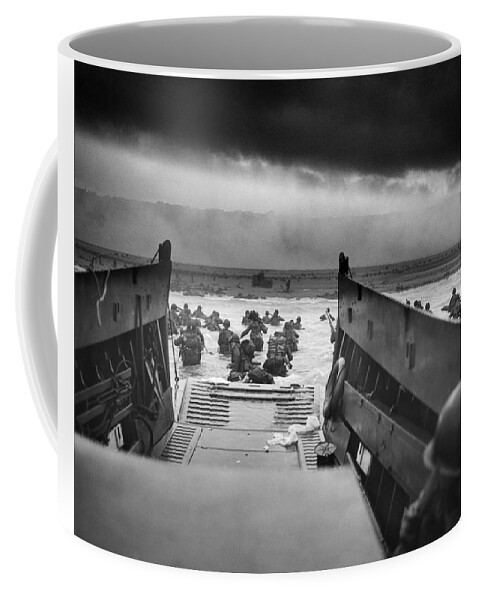 D Day Coffee Mug featuring the photograph D-Day Landing by War Is Hell Store